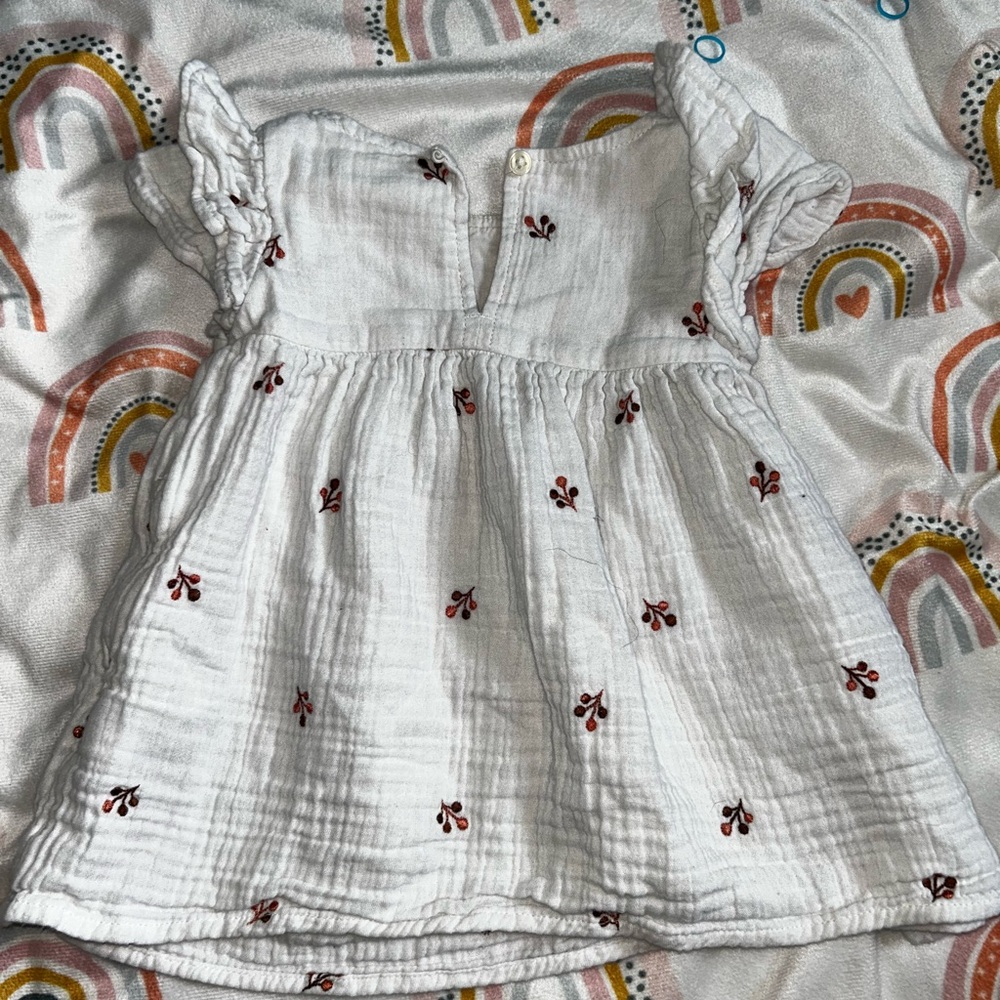 Cat & Jack White Dress with Red Embroidery